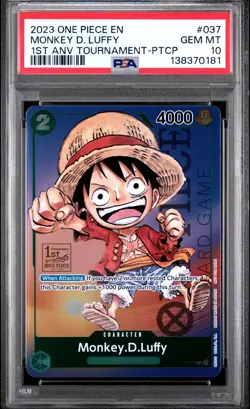 One Piece P-037 Luffy 1st Anniversary Tournament Participant Promo Anv PSA 10 - Image 1