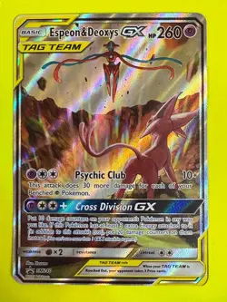 DA109188 Pokemon TCG Espeon & Deoxys GX SM240 Black Star Promo Full Art Holo - Image 1