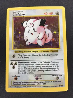 Pokemon TCG Clefairy Holo Card Base Set, Shadowless Rare, 5/102 - Image 1