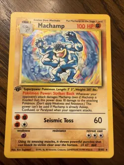 Machamp 1st Edition Holo WOTC Pokemon TCG Base Set 8/102 Rare LP Ungraded - Image 1