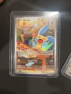 Pokemon TCG Minun 194/182 Paradox Rift Holo Card, Illustration Rare, Full Art - Image 1