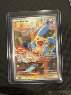 Pokemon TCG Minun 194/182 Paradox Rift Holo Card, Illustration Rare, Full Art - Image 2