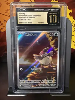 CGC Pristine 10 Vullaby 144/086 AR Art Rare Black Bolt sv11B Pokemon Card - Image 1