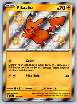 Pikachu - Shiny Holo - Paldean Fates PAF 131/091 Rare Pokemon 151 Card NM - Image 1