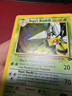 Koga’s Beedrill 9/132 Holo Rare Gym Challenge Pokemon Card LP - Image 5