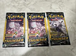 Pokemon TCG Sun & Moon Lost Thunder (3) Booster Packs 3 Cards Each Pack - Sealed - Image 1