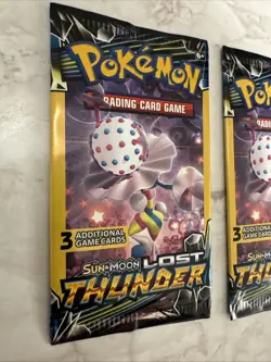 Pokemon TCG Sun & Moon Lost Thunder (3) Booster Packs 3 Cards Each Pack - Sealed - Image 2