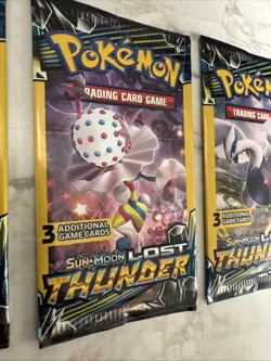 Pokemon TCG Sun & Moon Lost Thunder (3) Booster Packs 3 Cards Each Pack - Sealed - Image 3