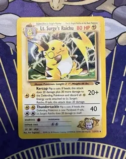 Pokemon Lt. Surge's Raichu 11/132 Gym Challenge Holo Rare Card - MPL - Image 1