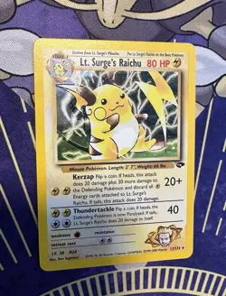 Pokemon Lt. Surge's Raichu 11/132 Gym Challenge Holo Rare Card - MPL - Image 2