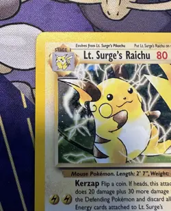 Pokemon Lt. Surge's Raichu 11/132 Gym Challenge Holo Rare Card - MPL - Image 4