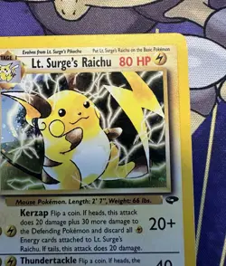 Pokemon Lt. Surge's Raichu 11/132 Gym Challenge Holo Rare Card - MPL - Image 5