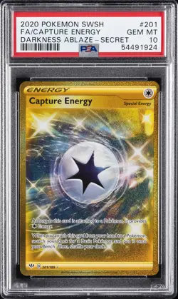 2020 POKEMON SWORD & SHIELD DARKNESS ABLAZE #201 FULL ART/CAPTURE ENERGY PSA 10 - Image 1
