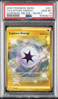 2020 POKEMON SWORD & SHIELD DARKNESS ABLAZE #201 FULL ART/CAPTURE ENERGY PSA 10 - Image 1