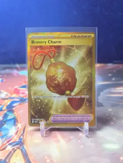 Pokemon TCG Bravery Charm 175/142 Stellar Crown Hyper Rare Gold - Image 1