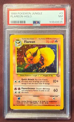 1999 Pokemon English Jungle Flareon Holo #3 PSA 7 Near Mint - Image 1