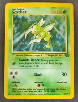 Rare, Holographic Pokemon Jungle Set Scyther 10/64 (Unlimited, English) - Image 1