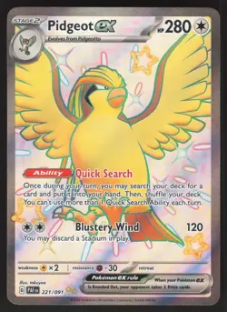 Pidgeot ex 221/091 Shiny Ultra Rare Pokemon TCG SV: Paldean Fates NM - Image 1