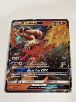 Pokemon TCG Blaziken GX Full Art 28/168, Celestial Storm NM Ultra Rare - Image 2