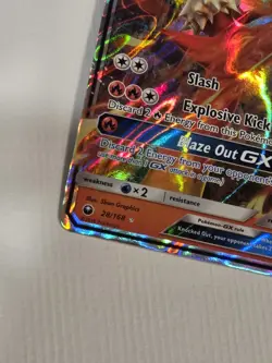 Pokemon TCG Blaziken GX Full Art 28/168, Celestial Storm NM Ultra Rare - Image 3