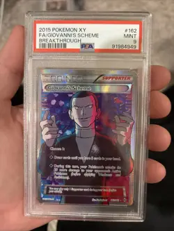 2015 POKEMON XY BREAKTHROUGH #162 FULL ART GIOVANNI'S SCHEME 162/162 PSA 9 Mint - Image 1