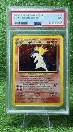 2000 POKEMON NEO GENESIS #18 TYPHLOSION-HOLO PSA 7 - Image 1
