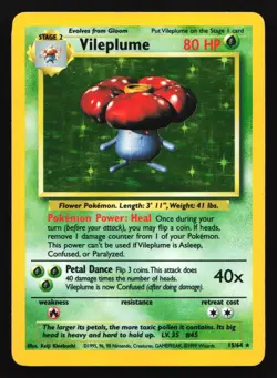 NO SYMBOL ERROR Vileplume 15/64 Jungle Holo Rare Pokemon Card - Image 1