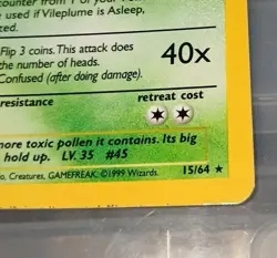 Pokemon Cards: Jungle Rare Holo: VILEPLUME 15/64 No Symbol Error LP - Image 4