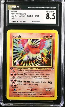 Ho-oh 1st Edition 7/64 Neo Revelation Pokemon Holo Rare CGC 8.5 NM-MINT+ - Image 1
