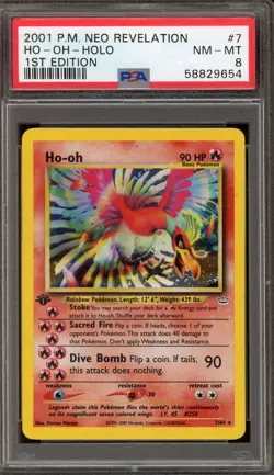 Pokemon Ho-Oh Neo Revelation 1st Edition Holo Rare #7 PSA 8 - Image 1