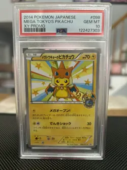 2014 POKEMON JPN XY PROMO #98 MEGA TOKYO'S PIKACHU PSA 10 - Image 1
