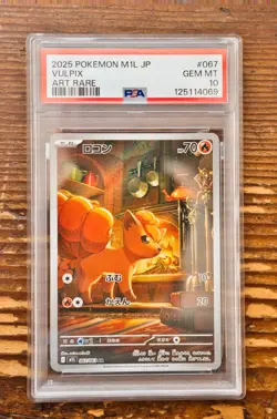 PSA 10 Vulpix Art Rare AR 067/063 Mega Brave Japanese m1L Pokemon Card 2025 - Image 1