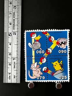 Pikachu Slowpoke Pokemon Stamp Shogakukan Japanese Nintendo Rare Japan Card - Image 2