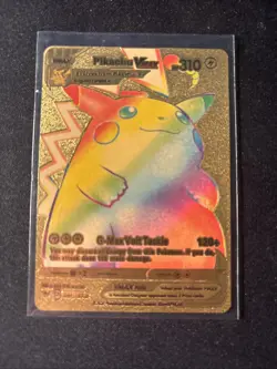 Pokemon TCG Pikachu VMAX Gold Play Card Fan Art 044/185 Real* - Image 1