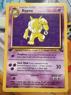Hypno 23/62 Fossil 1st Edition Non-Holo | Vintage WOTC Pokemon Card - See Photos - Image 1