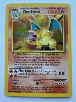 Pokemon TCG Charizard Base Set Holo Unlimited Rare Card 4/102 - Image 1