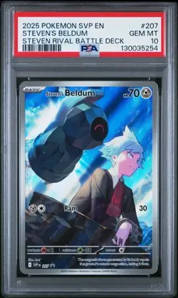 2025 Pokemon Steven's Beldum PSA 10 Gem Mint #207 Steven Rival Battle Deck - Image 1