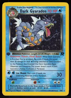 Dark Gyarados 8/82 Rare Team Rocket Holo 1st Edition Pokemon - Image 1