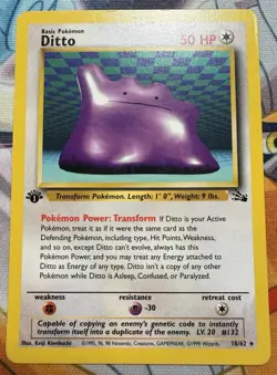 Pokemon Ditto 18/62 - Fossil - 1st Edition - Non-Holo - Vintage WOTC - Image 1