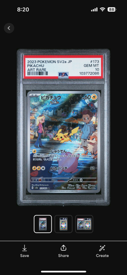 2023 POKEMON JAPANESE SV2A-POKEMON 151 ART RARE #173 PIKACHU PSA 10 - Image 3