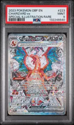 2023 Charizard ex 223/197 Pokemon English Obsidian Flames Holo PSA MINT 9 - Image 1