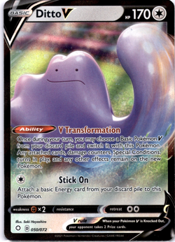 Pokemon TCG Ditto V 050/072 Shining Fates Holo Rare Lightly Played - Image 1