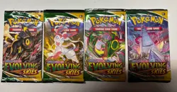 Pokemon TCG Evolving Skies Booster Packs - Complete Art Set of 4 Sealed Packs 820650808777 - Image 1
