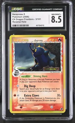 CGC 8.5 Heracross EX Dragon Frontiers 3/101 Reverse Holo STAMPED Pokemon Card - Image 1