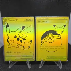 POKEMON CELEBRATIONS PROMO #SWSH145 And SWSH146 PIKACHU V (GOLD) NM - SEALED! - Image 1