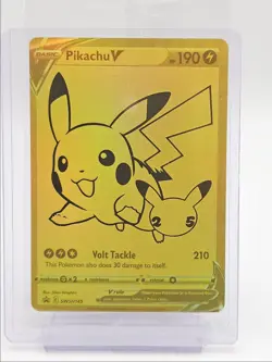 PIKACHU V 2021 POKEMON CELEBRATIONS BS PROMO GOLD BOX SEALED #SWSH145 Q1557 - Image 1