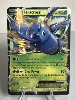 HP/DMG Heracross EX 4/111 Holo XY Furious Fists AUTHENTIC Pokemon Card - Image 1