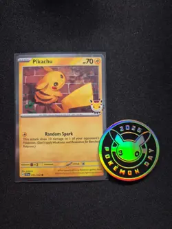 Pikachu Cosmo Holo 051/162 Pokemon Day 2026 Stamped Promo With Pokemon Day Coin. - Image 1