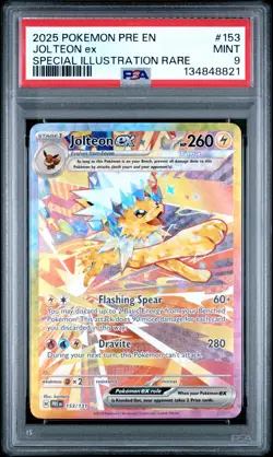 2025 POKEMON PRISMATIC EVOLUTIONS SPECIAL ILLUSTRATION RARE JOLTEON EX PSA 9 - Image 1
