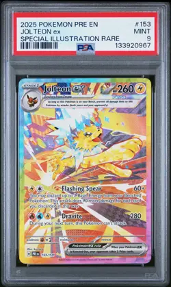 2025 POKEMON PRISMATIC EVOLUTIONS SPECIAL ILLUSTRATION RARE JOLTEON EX PSA 9 - Image 1